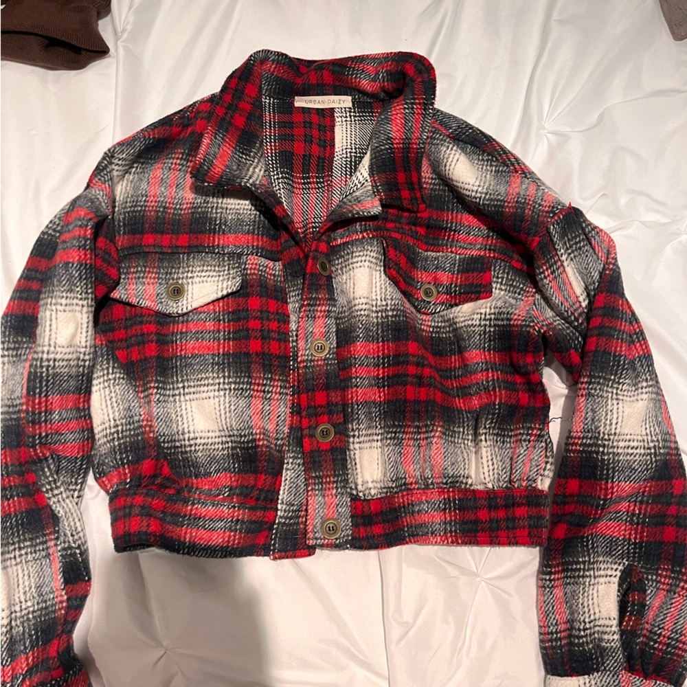Urban Daizy cropped plaid jacket